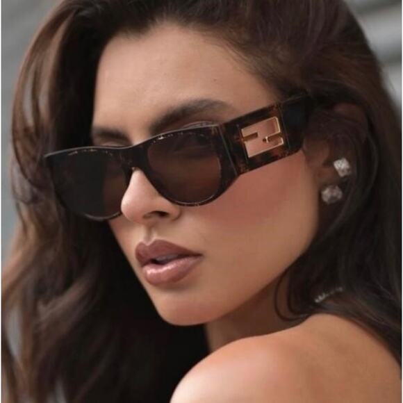 NEW Fendi FE40109I Logo Pattern Brown Baguette Sunglasses main image 7